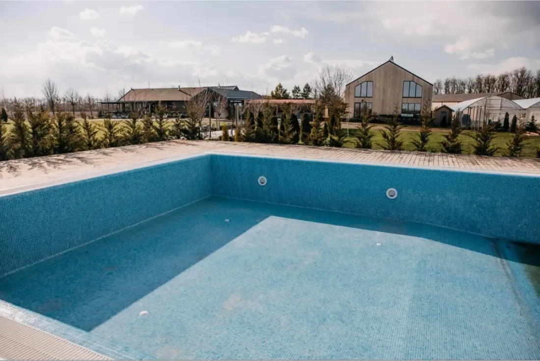 Empty pool in a rural setting